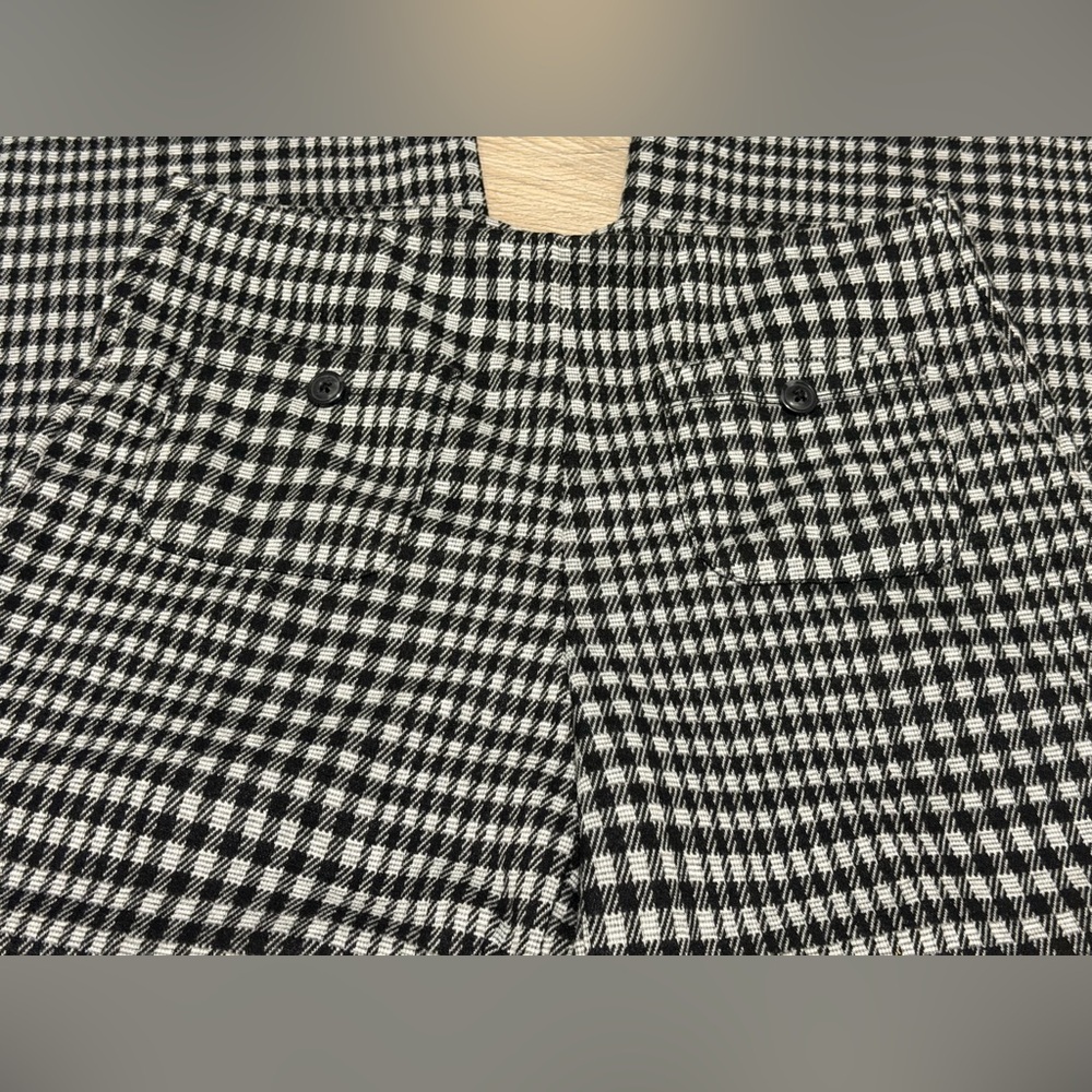 Wide-Leg Houndstooth Pants Black & White Pull On Pant Trousers preppy career, S - Picture 5 of 15